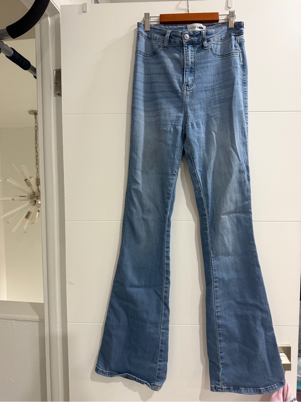 Fashion Nova Light Blue High-Rise Flare Jeans